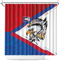 American Samoa Flag Day Shower Curtain Polynesian Art Geometric with Flag Brush Style