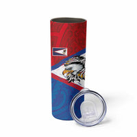 American Samoa Flag Day Skinny Tumbler Polynesian Art Geometric with Flag Brush Style