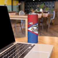 American Samoa Flag Day Skinny Tumbler Polynesian Art Geometric with Flag Brush Style