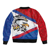 American Samoa Flag Day Sleeve Zip Bomber Jacket Polynesian Art Geometric with Flag Brush Style