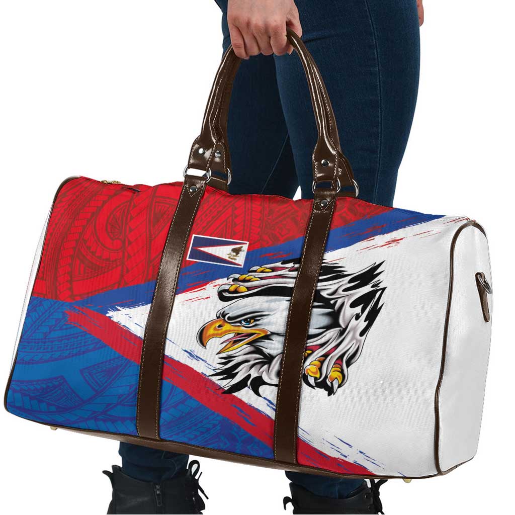 American Samoa Flag Day Travel Bag Polynesian Art Geometric with Flag Brush Style LT03 - Polynesian Pride