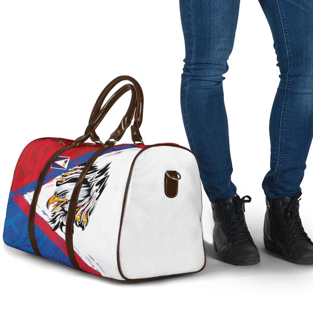 American Samoa Flag Day Travel Bag Polynesian Art Geometric with Flag Brush Style LT03 - Polynesian Pride