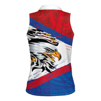 American Samoa Flag Day Women Sleeveless Polo Shirt Polynesian Art Geometric with Flag Brush Style LT03 - Polynesian Pride