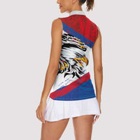 American Samoa Flag Day Women Sleeveless Polo Shirt Polynesian Art Geometric with Flag Brush Style LT03 - Polynesian Pride