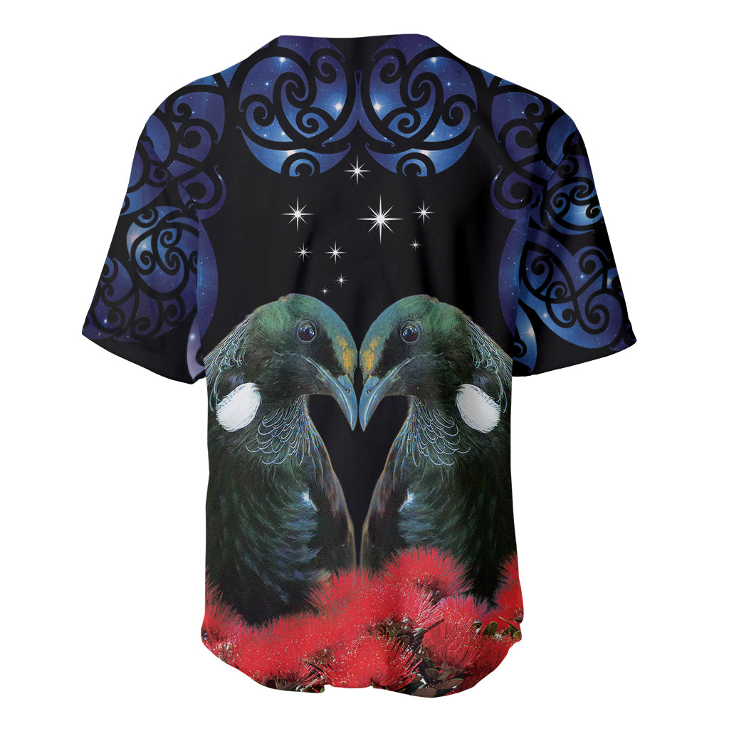 New Zealand Maori Matariki Baseball Jersey Hongi Tui Bird Pohutukawa and Polynesia Tribal LT03 - Polynesian Pride