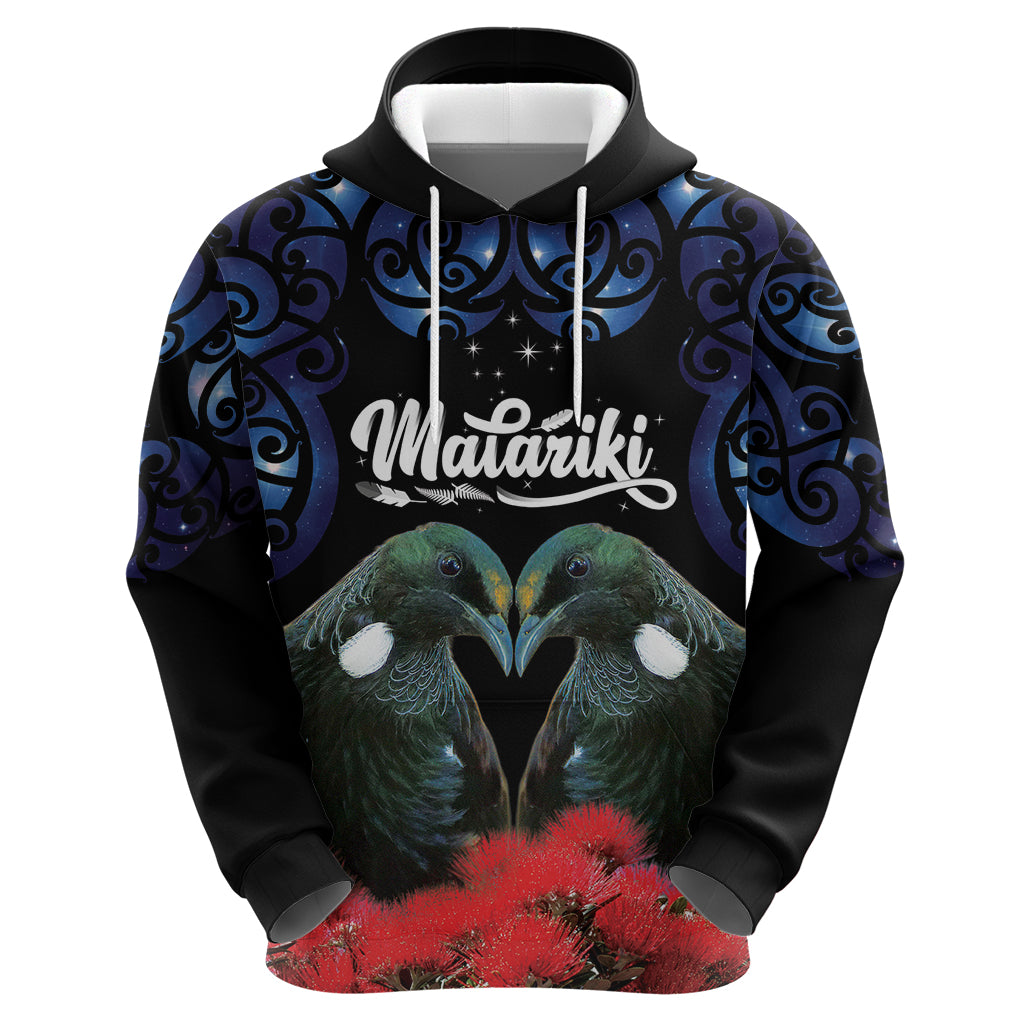 New Zealand Maori Matariki Hoodie Hongi Tui Bird Pohutukawa and Polynesia Tribal LT03 - Polynesian Pride