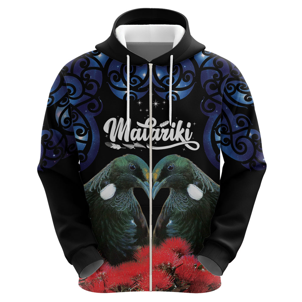 New Zealand Maori Matariki Hoodie Hongi Tui Bird Pohutukawa and Polynesia Tribal LT03 - Polynesian Pride