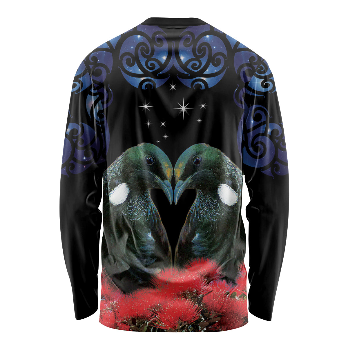 New Zealand Maori Matariki Long Sleeve Shirt Hongi Tui Bird Pohutukawa and Polynesia Tribal LT03 - Polynesian Pride