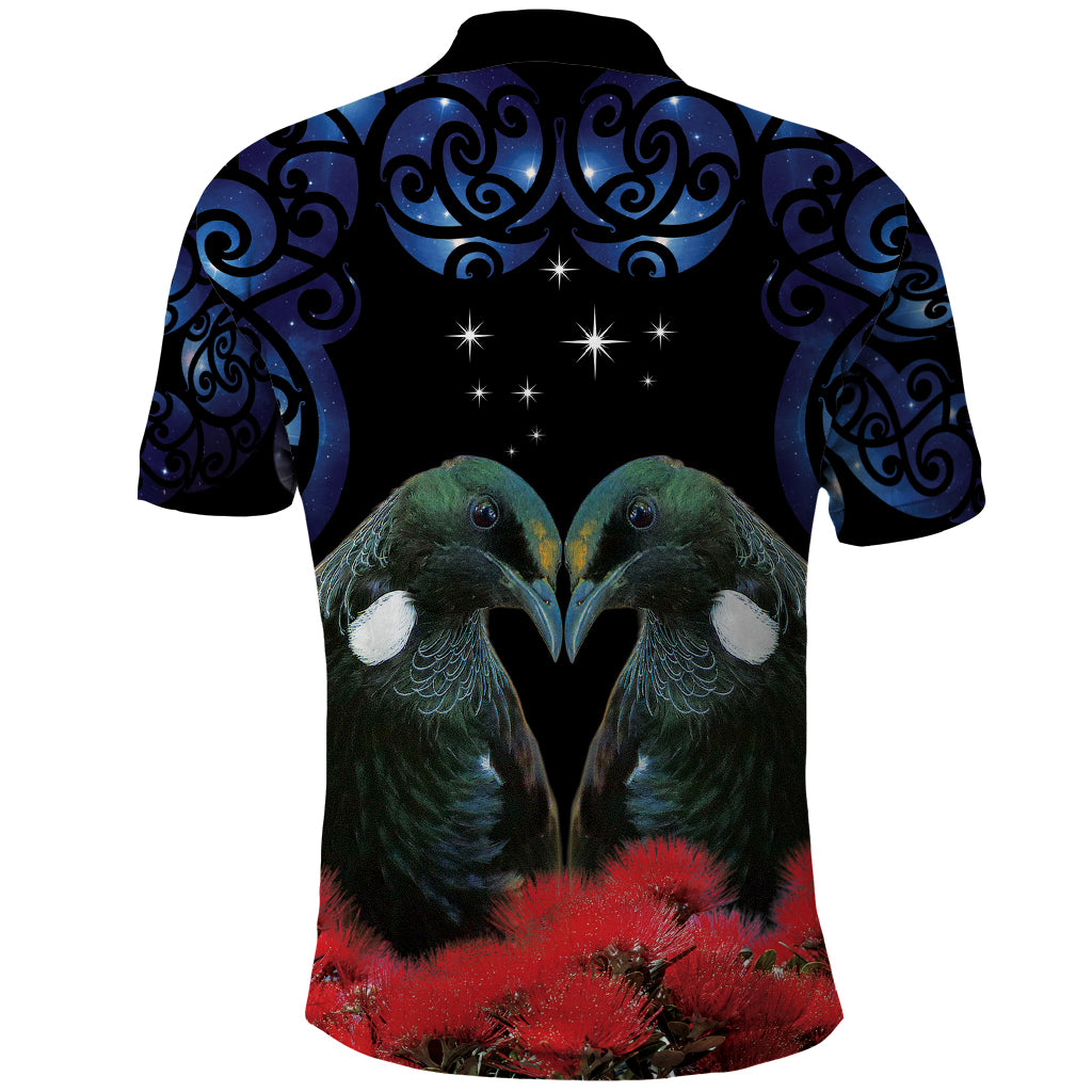 New Zealand Maori Matariki Polo Shirt Hongi Tui Bird Pohutukawa and Polynesia Tribal LT03 - Polynesian Pride
