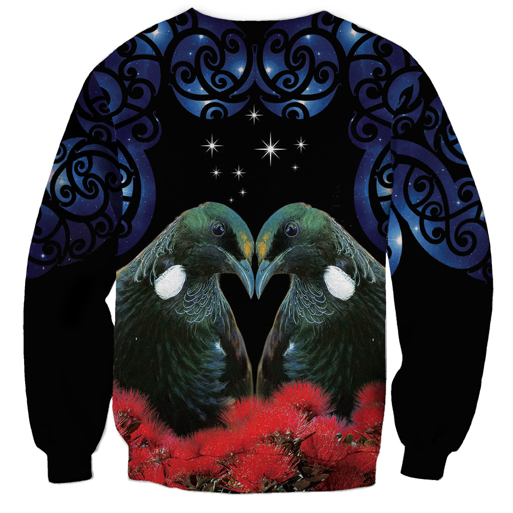 New Zealand Maori Matariki Sweatshirt Hongi Tui Bird Pohutukawa and Polynesia Tribal LT03 - Polynesian Pride
