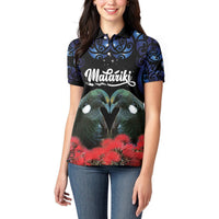 New Zealand Maori Matariki Women Polo Shirt Hongi Tui Bird Pohutukawa and Polynesia Tribal LT03 - Polynesian Pride
