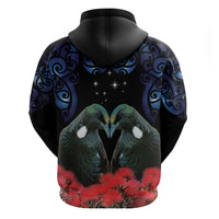 New Zealand Maori Matariki Zip Hoodie Hongi Tui Bird Pohutukawa and Polynesia Tribal LT03 - Polynesian Pride