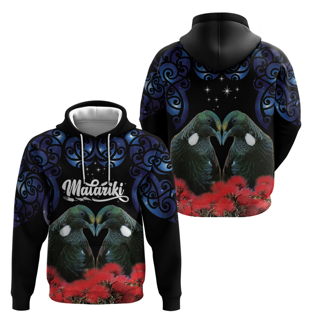 New Zealand Maori Matariki Zip Hoodie Hongi Tui Bird Pohutukawa and Polynesia Tribal LT03 - Polynesian Pride