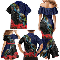 New Zealand Maori Hongi Culture Family Matching Mermaid Dress and Hawaiian Shirt Tui Bird Pohutukawa and Polynesian Pattern LT03 - Polynesian Pride