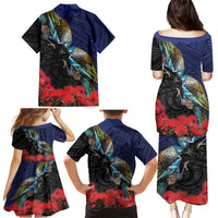 New Zealand Maori Hongi Culture Family Matching Puletasi and Hawaiian Shirt Tui Bird Pohutukawa and Polynesian Pattern LT03 - Polynesian Pride
