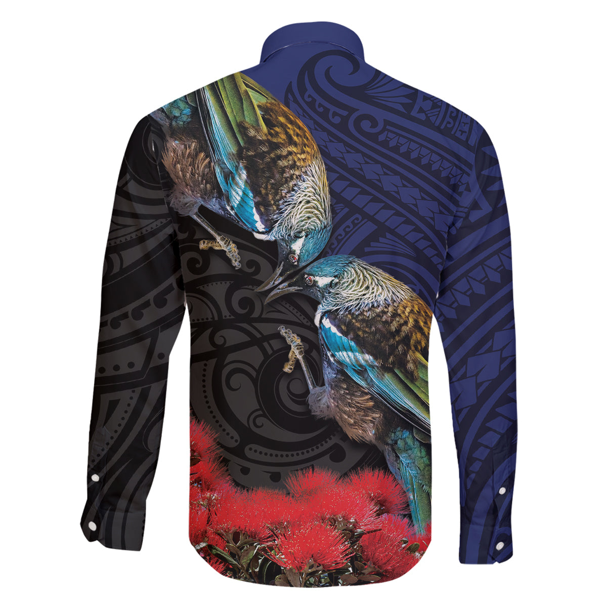 New Zealand Maori Hongi Culture Family Matching Puletasi and Hawaiian Shirt Tui Bird Pohutukawa and Polynesian Pattern LT03 - Polynesian Pride