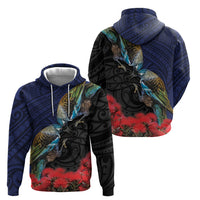 New Zealand Maori Hongi Culture Hoodie Tui Bird Pohutukawa and Polynesian Pattern LT03 - Polynesian Pride