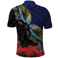 New Zealand Maori Hongi Culture Polo Shirt Tui Bird Pohutukawa and Polynesian Pattern LT03 - Polynesian Pride