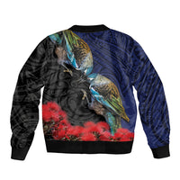 New Zealand Maori Hongi Culture Sleeve Zip Bomber Jacket Tui Bird Pohutukawa and Polynesian Pattern LT03 - Polynesian Pride