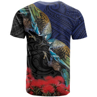 New Zealand Maori Hongi Culture T Shirt Tui Bird Pohutukawa and Polynesian Pattern LT03 - Polynesian Pride