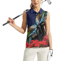 New Zealand Maori Hongi Culture Women Sleeveless Polo Shirt Tui Bird Pohutukawa and Polynesian Pattern LT03 - Polynesian Pride