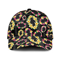 Hawaiian Kakau Tattoo Leis and Palaka Pattern Classic Cap Traditional Aloha Tribal Black Color