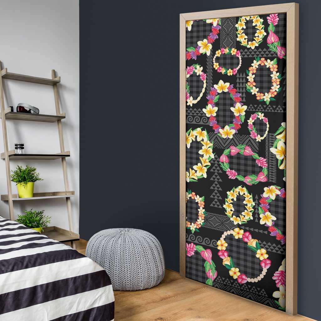Hawaiian Kakau Tattoo Leis and Palaka Pattern Door Cover Traditional Aloha Tribal Black Color LT03 - Polynesian Pride