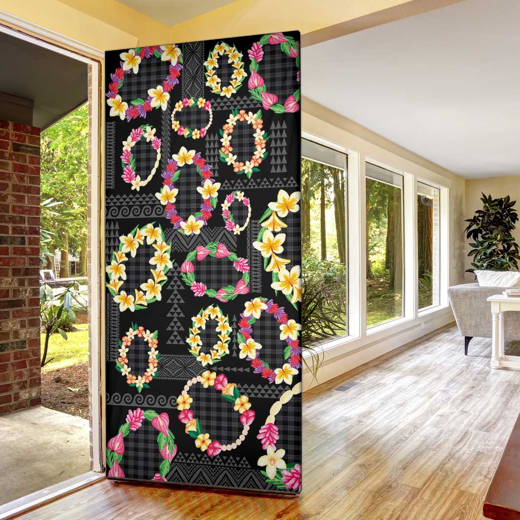 Hawaiian Kakau Tattoo Leis and Palaka Pattern Door Cover Traditional Aloha Tribal Black Color LT03 - Polynesian Pride