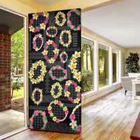 Hawaiian Kakau Tattoo Leis and Palaka Pattern Door Cover Traditional Aloha Tribal Black Color LT03 - Polynesian Pride