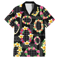 Hawaiian Kakau Tattoo Leis and Palaka Pattern Family Matching Puletasi and Hawaiian Shirt Traditional Aloha Tribal Black Color LT03 Dad's Shirt - Short Sleeve Black - Polynesian Pride