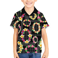 Hawaiian Kakau Tattoo Leis and Palaka Pattern Family Matching Summer Maxi Dress and Hawaiian Shirt Traditional Aloha Tribal Black Color LT03 Son's Shirt Black - Polynesian Pride