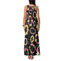 Hawaiian Kakau Tattoo Leis and Palaka Pattern Family Matching Tank Maxi Dress and Hawaiian Shirt Traditional Aloha Tribal Black Color LT03 - Polynesian Pride