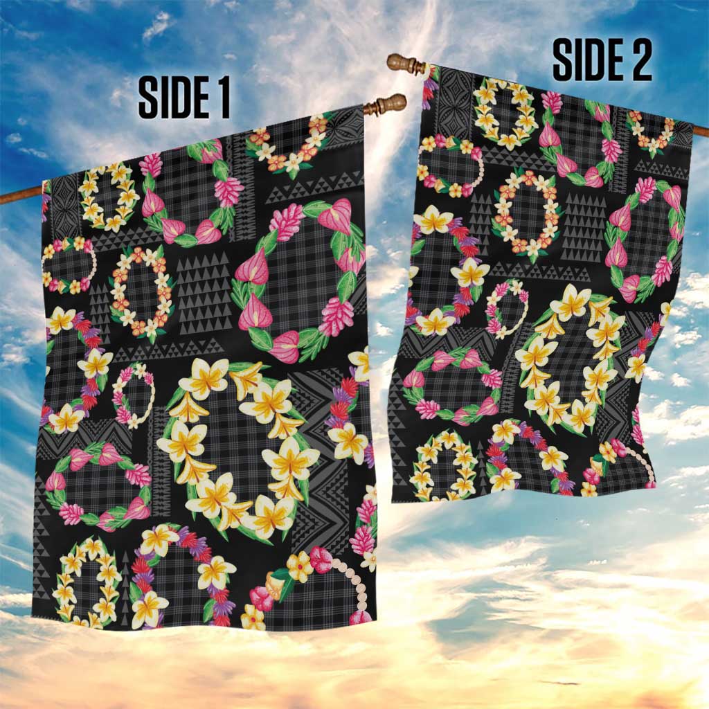 Hawaiian Kakau Tattoo Leis and Palaka Pattern Garden Flag Traditional Aloha Tribal Black Color LT03 - Polynesian Pride