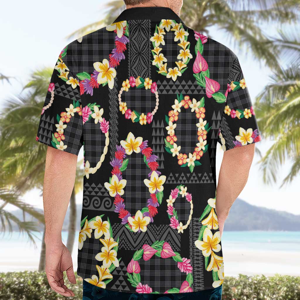 Hawaiian Kakau Tattoo Leis and Palaka Pattern Hawaiian Shirt Traditional Aloha Tribal Black Color LT03 - Polynesian Pride