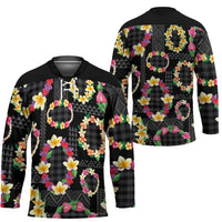 Hawaiian Kakau Tattoo Leis and Palaka Pattern Hockey Jersey Traditional Aloha Tribal Black Color LT03 - Polynesian Pride