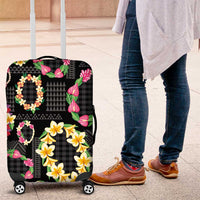 Hawaiian Kakau Tattoo Leis and Palaka Pattern Luggage Cover Traditional Aloha Tribal Black Color LT03 Black - Polynesian Pride