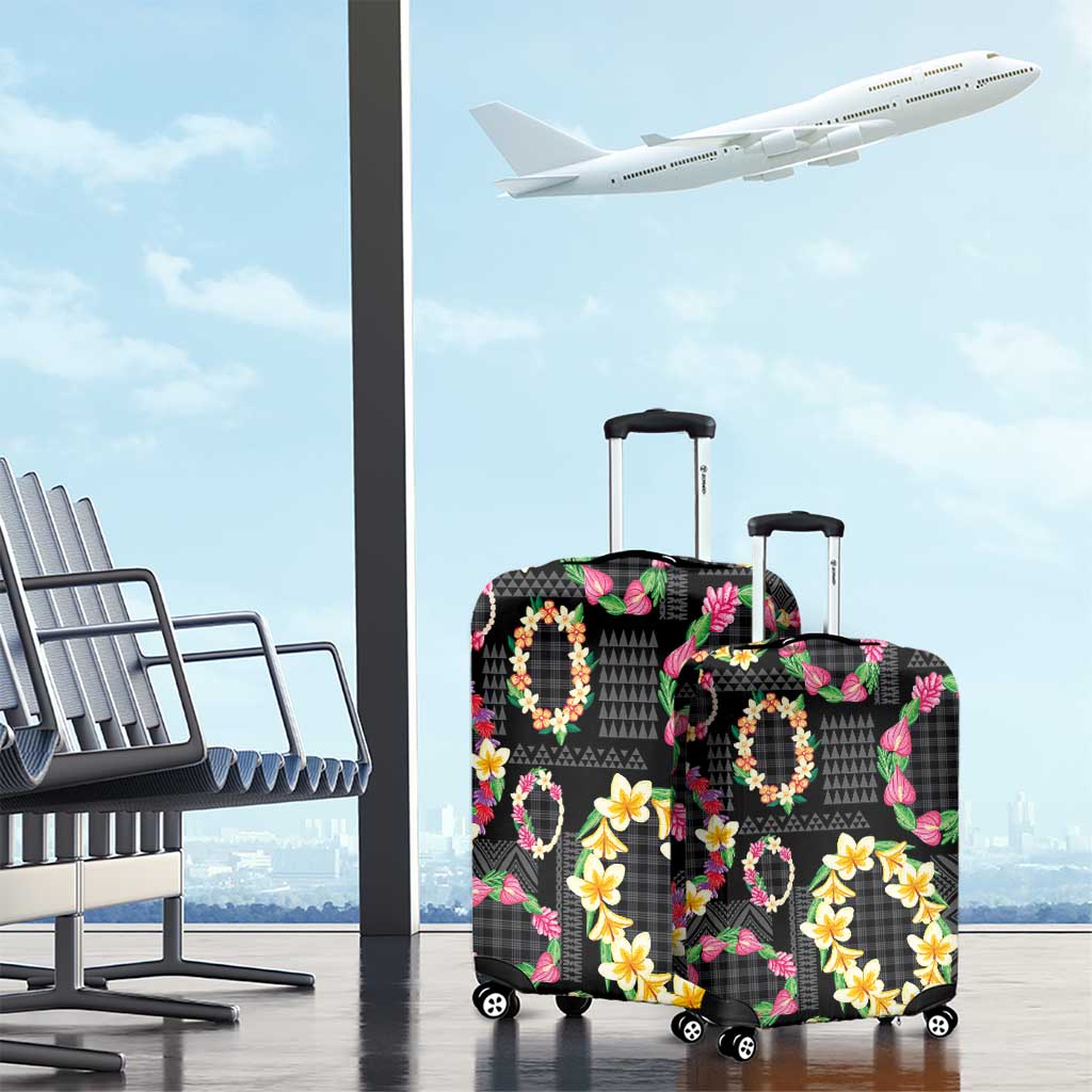 Hawaiian Kakau Tattoo Leis and Palaka Pattern Luggage Cover Traditional Aloha Tribal Black Color LT03 - Polynesian Pride