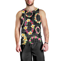 Hawaiian Kakau Tattoo Leis and Palaka Pattern Men Tank Top Traditional Aloha Tribal Black Color LT03 - Polynesian Pride
