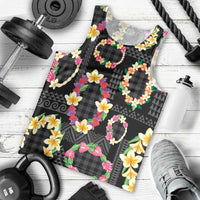 Hawaiian Kakau Tattoo Leis and Palaka Pattern Men Tank Top Traditional Aloha Tribal Black Color LT03 - Polynesian Pride
