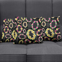 Hawaiian Kakau Tattoo Leis and Palaka Pattern Pillow Cover Traditional Aloha Tribal Black Color