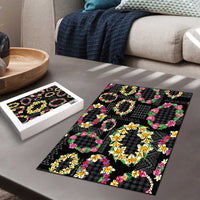 Hawaiian Kakau Tattoo Leis and Palaka Pattern Puzzle Traditional Aloha Tribal Black Color