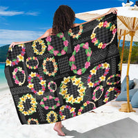 Hawaiian Kakau Tattoo Leis and Palaka Pattern Sarong Traditional Aloha Tribal Black Color