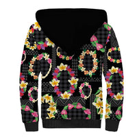 Hawaiian Kakau Tattoo Leis and Palaka Pattern Sherpa Hoodie Traditional Aloha Tribal Black Color LT03 - Polynesian Pride