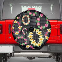 Hawaiian Kakau Tattoo Leis and Palaka Pattern Spare Tire Cover Traditional Aloha Tribal Black Color LT03 - Polynesian Pride