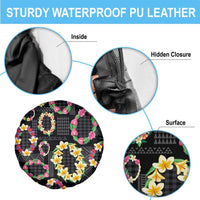 Hawaiian Kakau Tattoo Leis and Palaka Pattern Spare Tire Cover Traditional Aloha Tribal Black Color LT03 - Polynesian Pride