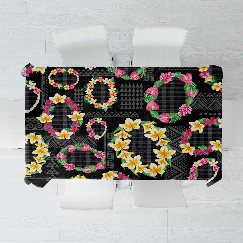 Hawaiian Kakau Tattoo Leis and Palaka Pattern Tablecloth Traditional Aloha Tribal Black Color LT03 Black - Polynesian Pride