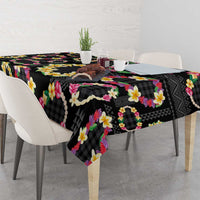 Hawaiian Kakau Tattoo Leis and Palaka Pattern Tablecloth Traditional Aloha Tribal Black Color LT03 - Polynesian Pride