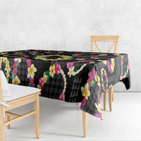 Hawaiian Kakau Tattoo Leis and Palaka Pattern Tablecloth Traditional Aloha Tribal Black Color LT03 - Polynesian Pride