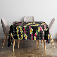 Hawaiian Kakau Tattoo Leis and Palaka Pattern Tablecloth Traditional Aloha Tribal Black Color LT03 - Polynesian Pride