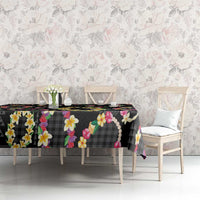Hawaiian Kakau Tattoo Leis and Palaka Pattern Tablecloth Traditional Aloha Tribal Black Color LT03 - Polynesian Pride